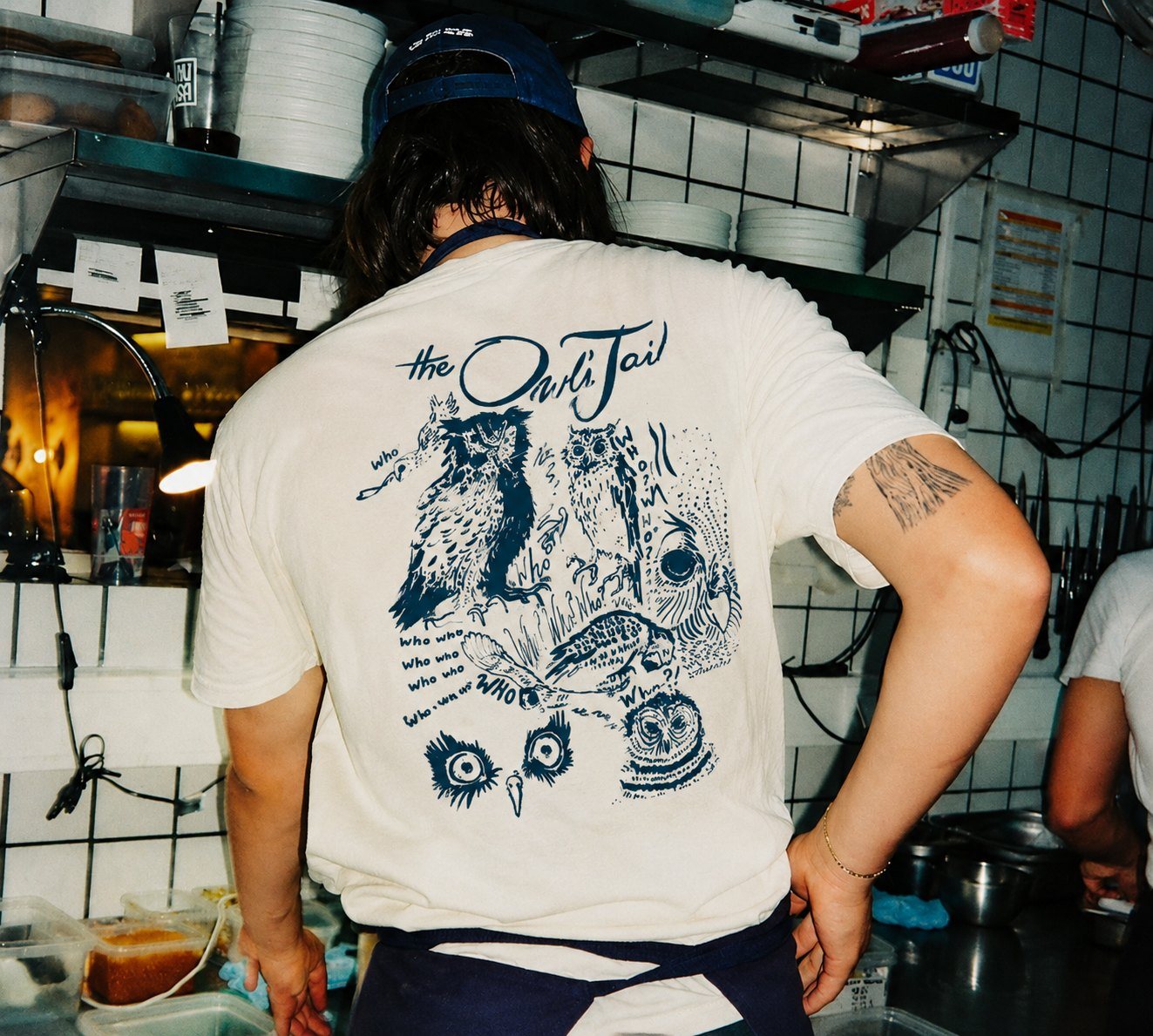 The Owl's Tail tee in the kitchen
